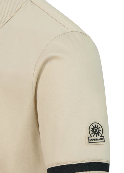 SANDBANKS SILICONE ZIP INTERLOCK COTTON POLO SHIRT STONE XL RRP £150 BNWT