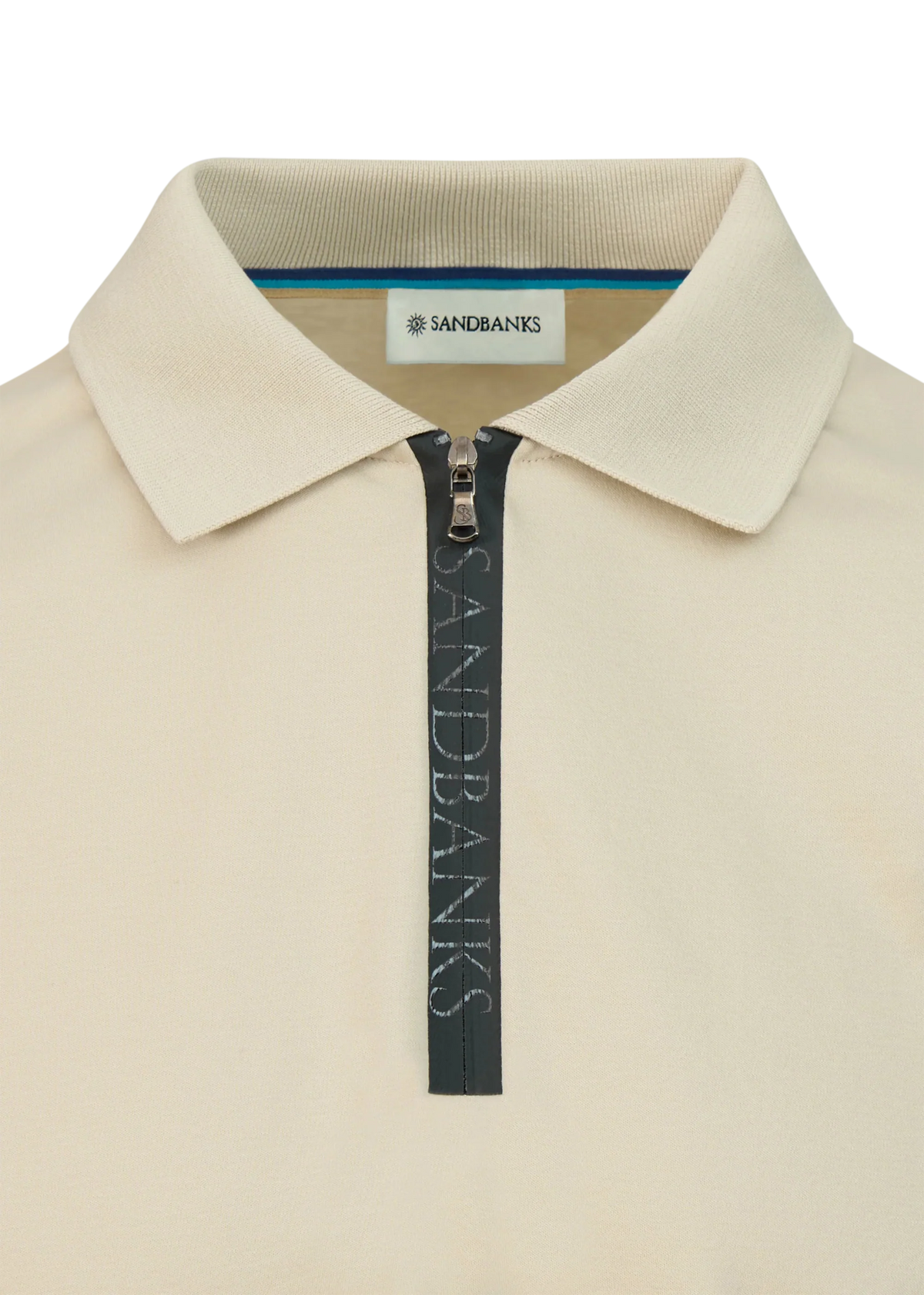 SANDBANKS SILICONE ZIP INTERLOCK COTTON POLO SHIRT STONE XL RRP £150 BNWT