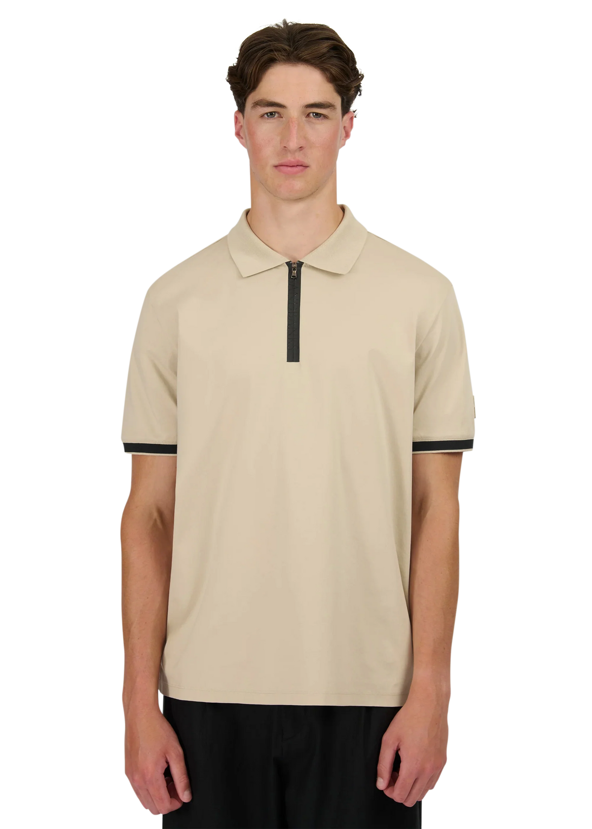 SANDBANKS SILICONE ZIP INTERLOCK COTTON POLO SHIRT STONE XL RRP £150 BNWT