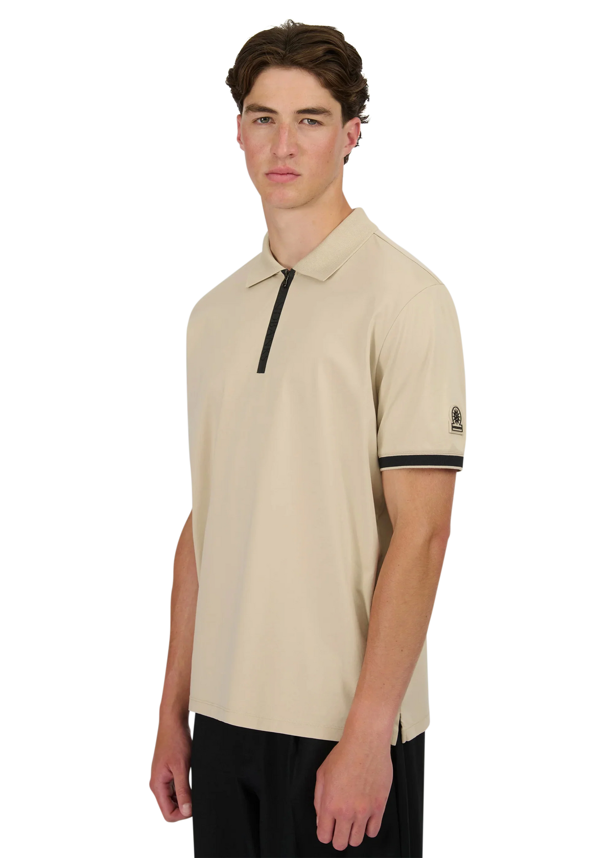 SANDBANKS SILICONE ZIP INTERLOCK COTTON POLO SHIRT STONE XL RRP £150 BNWT