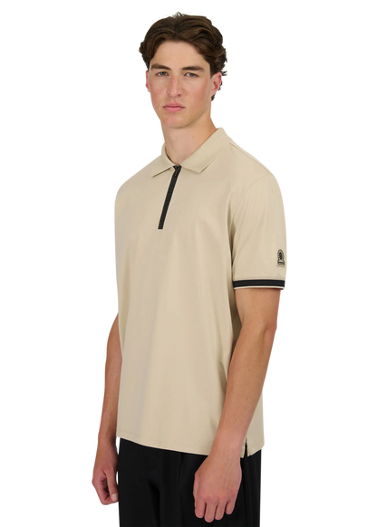 SANDBANKS SILICONE ZIP INTERLOCK COTTON POLO SHIRT STONE XL RRP £150 BNWT