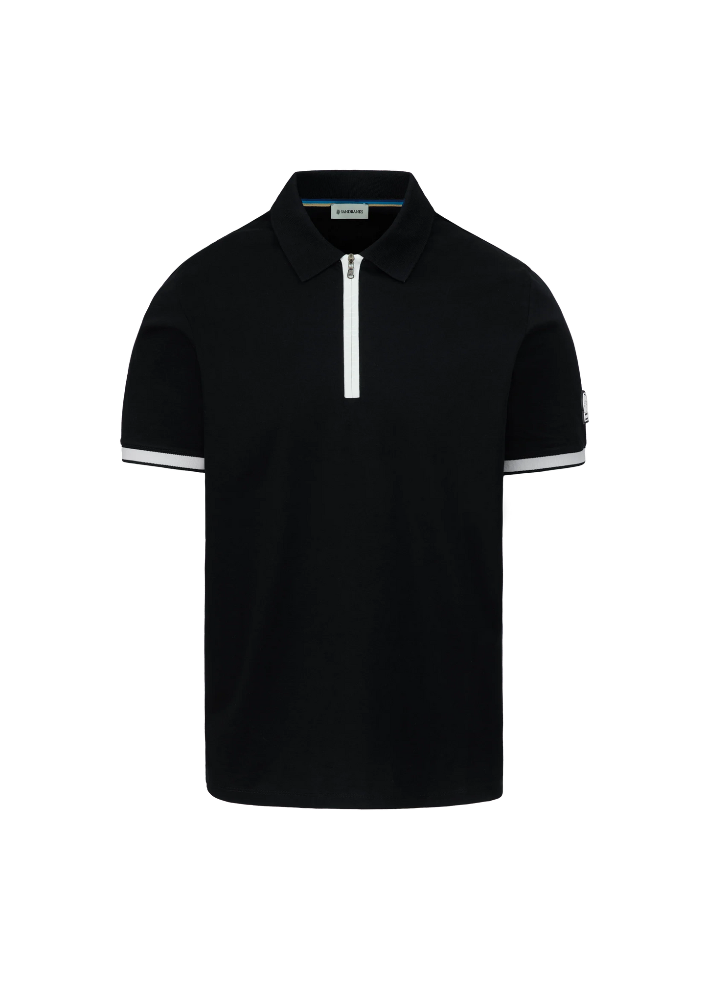 SANDBANKS SILICONE ZIP POLO SHIRT BLACK MEDIUM RRP £150 BNWT