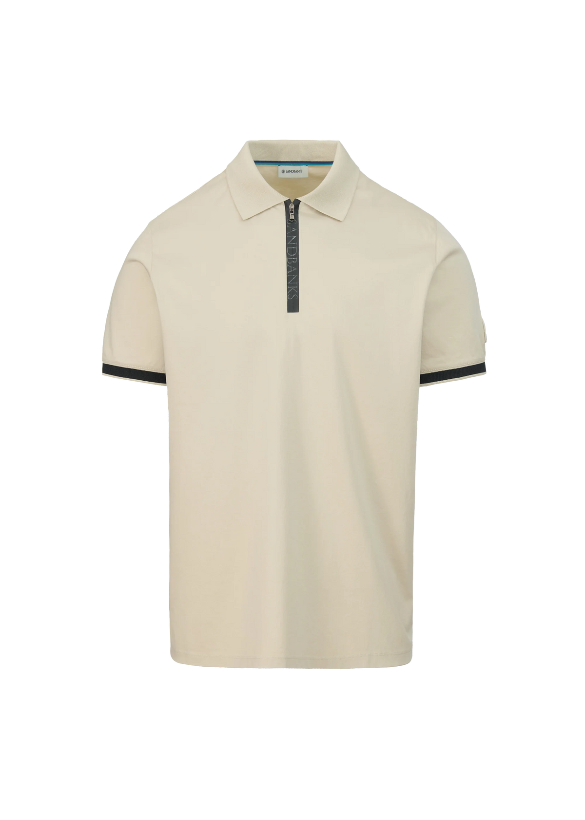 SANDBANKS SILICONE ZIP INTERLOCK COTTON POLO SHIRT STONE XL RRP £150 BNWT