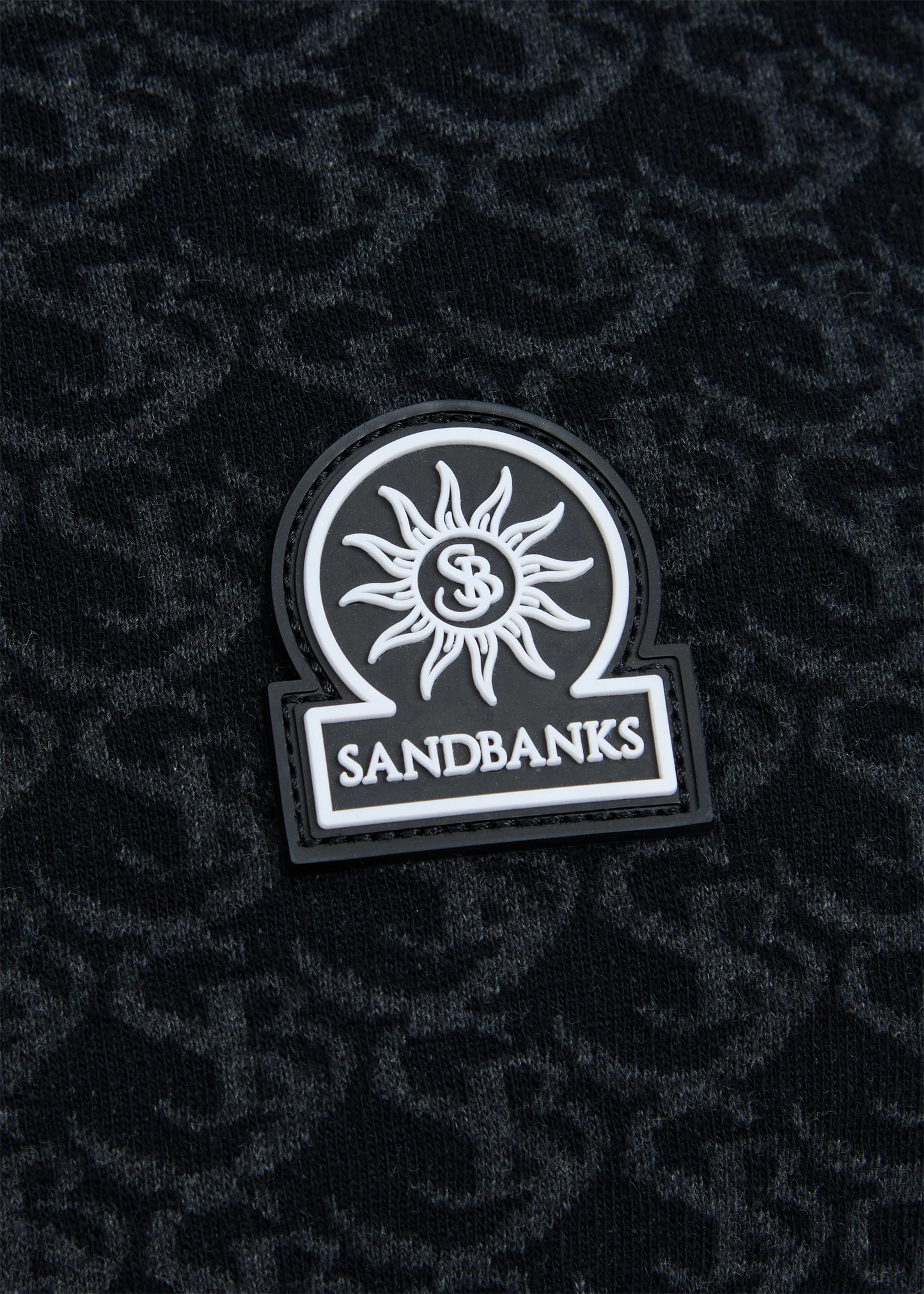 SANDBANKS JACQUARD MONOGRAM PRINT LONG SLEEVE POLO SHIRT BLACK 3XL RRP £150 BNWT