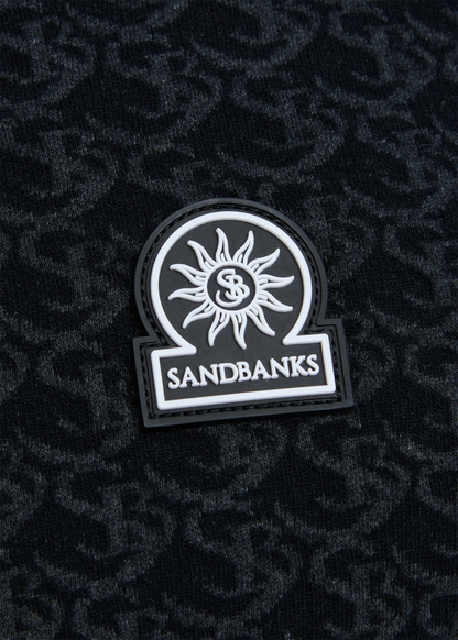 SANDBANKS JACQUARD MONOGRAM PRINT LONG SLEEVE POLO SHIRT BLACK 3XL RRP £150 BNWT