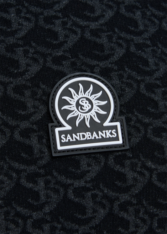SANDBANKS JACQUARD MONOGRAM PRINT LONG SLEEVE POLO SHIRT BLACK 3XL RRP £150 BNWT