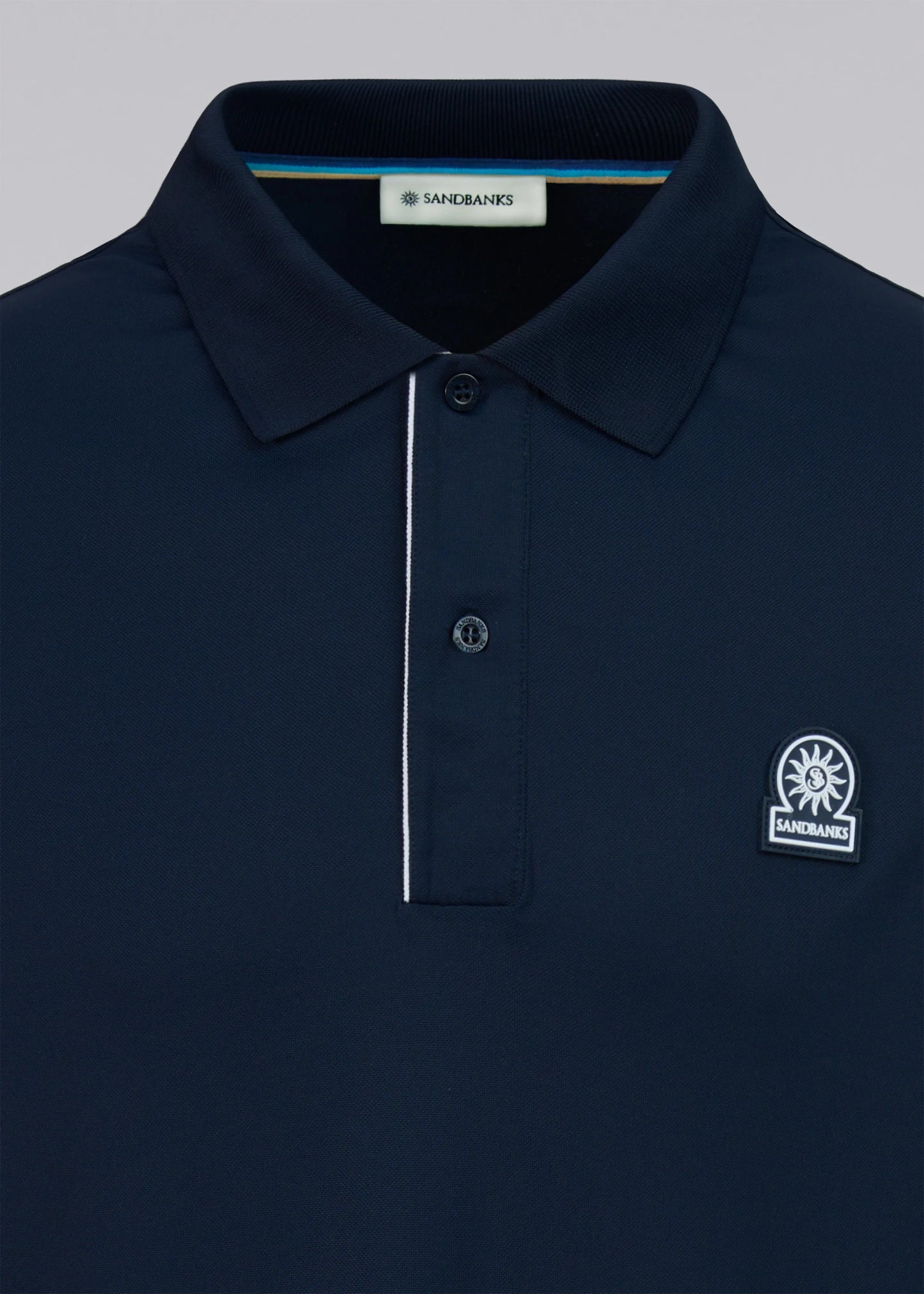 SANDBANKS CONTRAST PLACKET NYLON POLO SHIRT NAVY BLUE 5XL RRP £130 BNWT