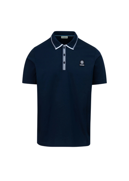 SANDBANKS CONTRAST STRIPE PLACKET COTTON POLO SHIRT NAVY XL RRP £135 BNWT