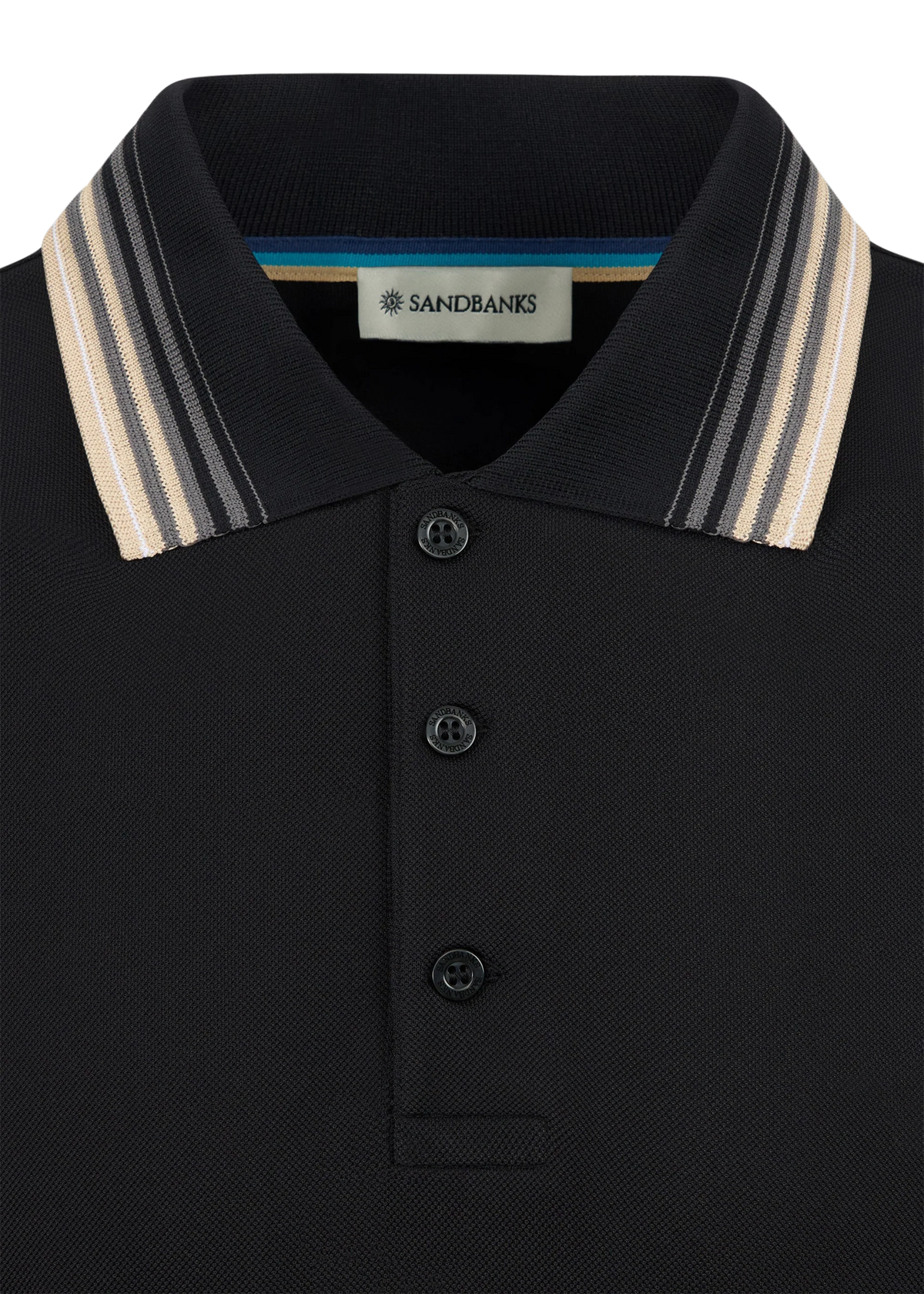 SANDBANKS BADGE LOGO GRADIENT RIB POLO SHIRT BLACK 4XL RRP £125 NEW