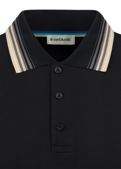 SANDBANKS BADGE LOGO GRADIENT RIB POLO SHIRT BLACK 4XL RRP £125 NEW