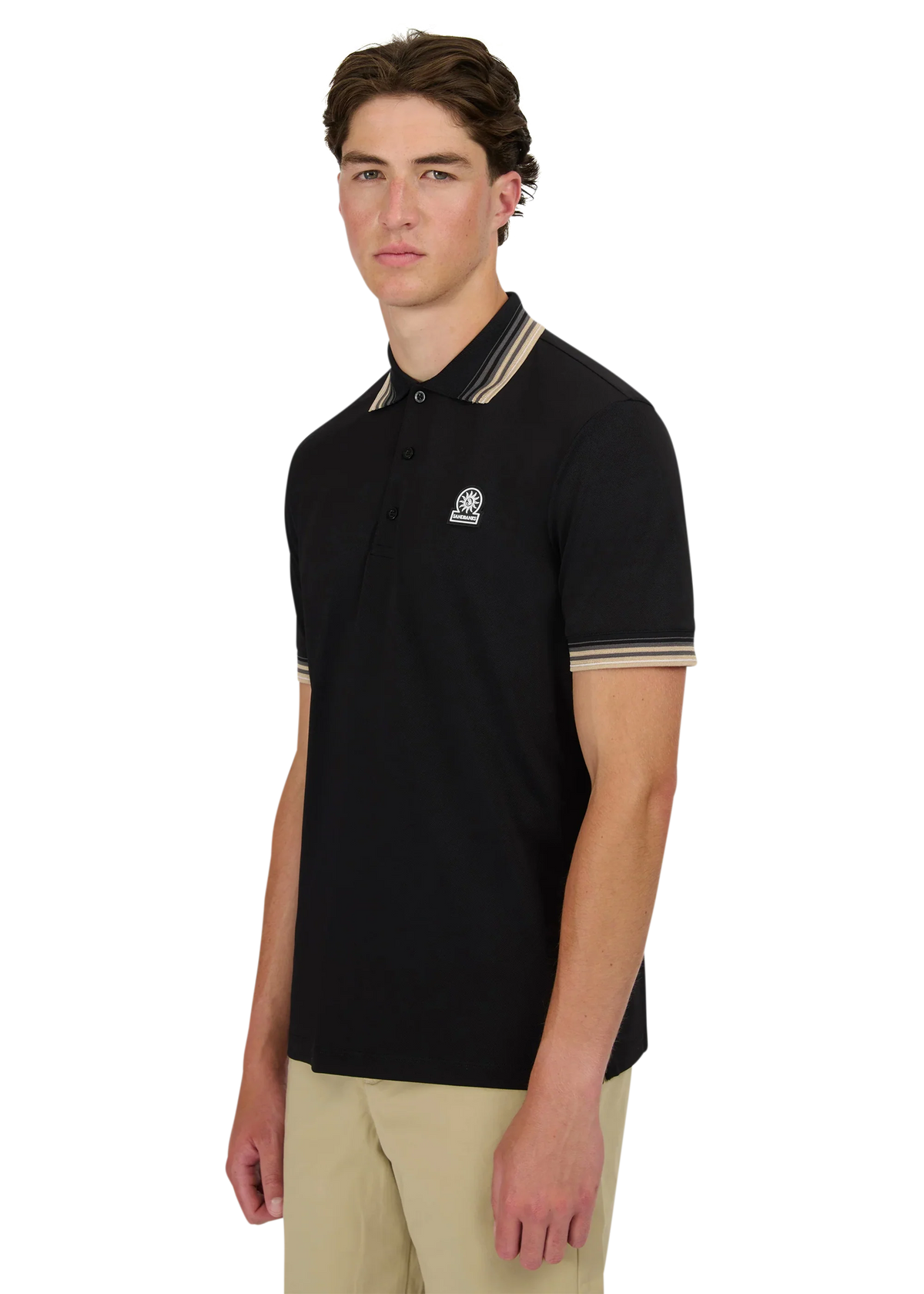 SANDBANKS BADGE LOGO GRADIENT RIB POLO SHIRT BLACK 4XL RRP £125 NEW