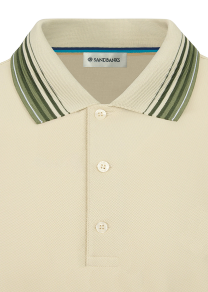 SANDBANKS GRADIENT RIB POLO SHIRT STONE 3XL