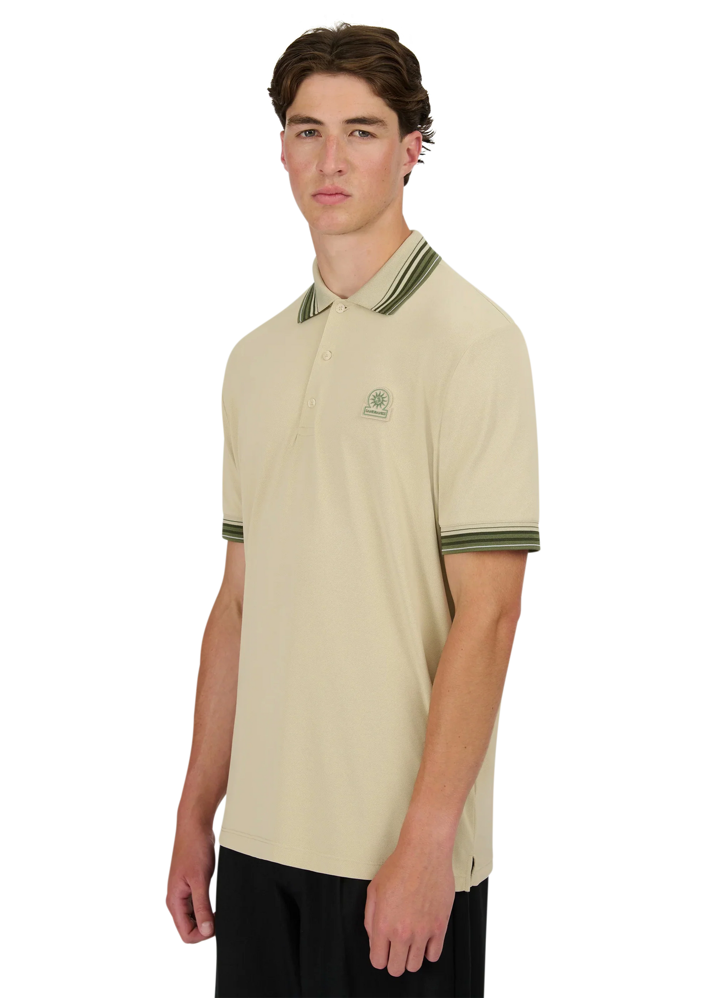 SANDBANKS GRADIENT RIB POLO SHIRT STONE 3XL