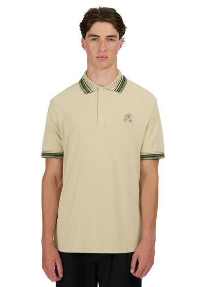 SANDBANKS GRADIENT RIB POLO SHIRT STONE 3XL