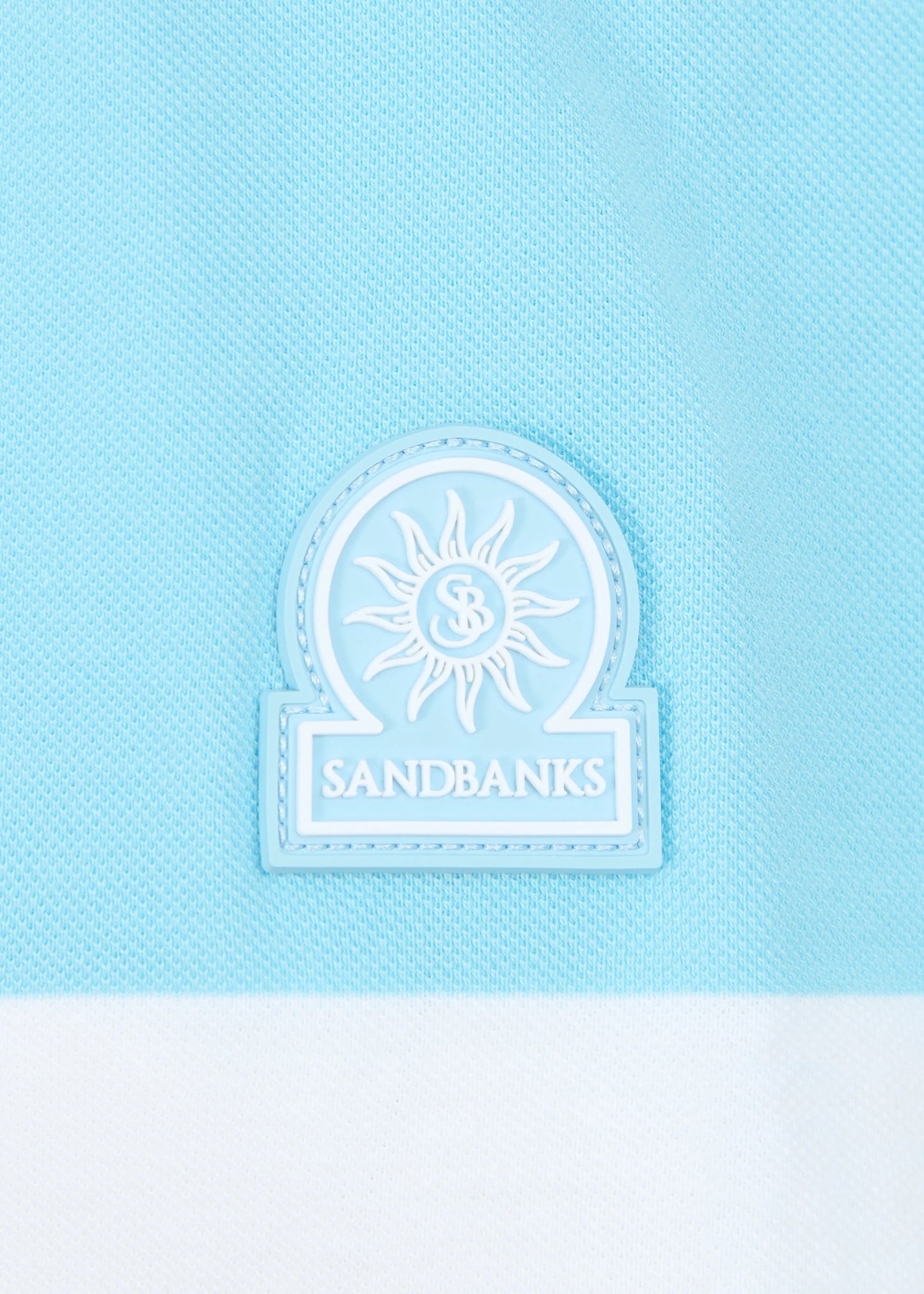 SANDBANKS COLOURBLOCK QUARTER ZIP POLO SHIRT WHITE/CRYSTAL BLUE 3XL RRP £150 NEW