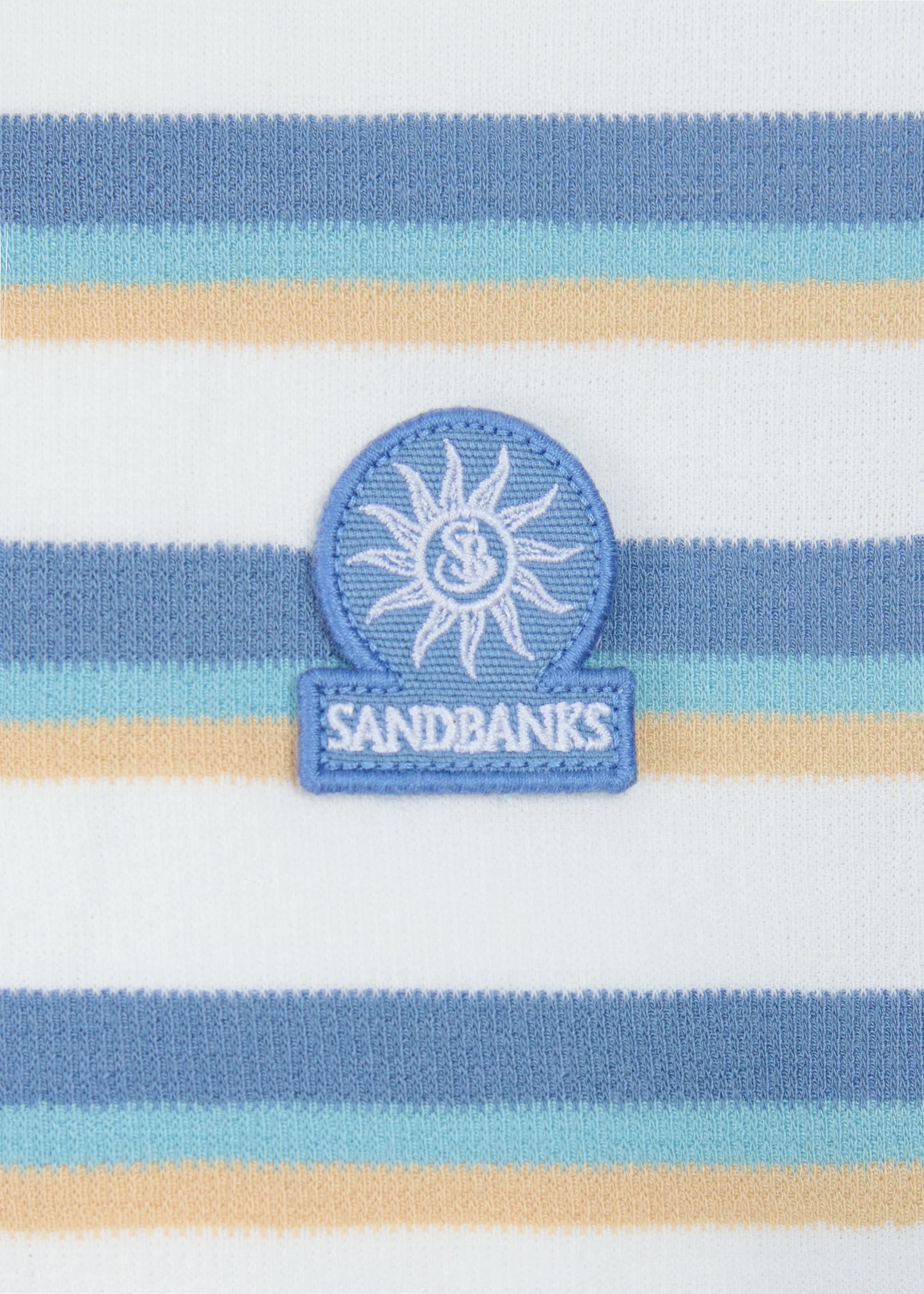 SANDBANKS BADGE LOGO TRI COLOUR FADE STRIPE POLO SHIRT WHITE LARGE RRP £115 BNWT