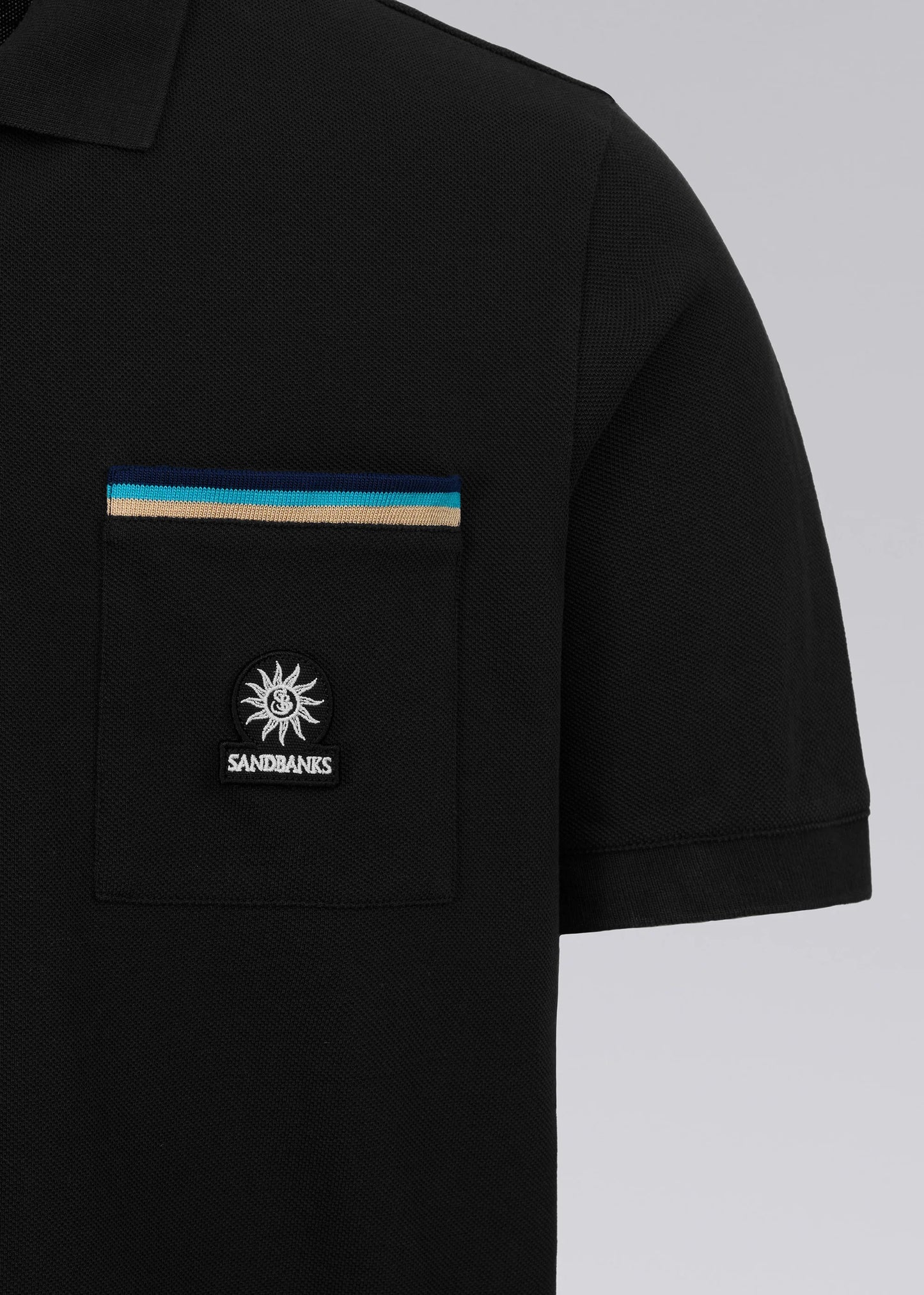 SANDBANKS TRI-COLOUR POCKET POLO SHIRT BLACK 4XL