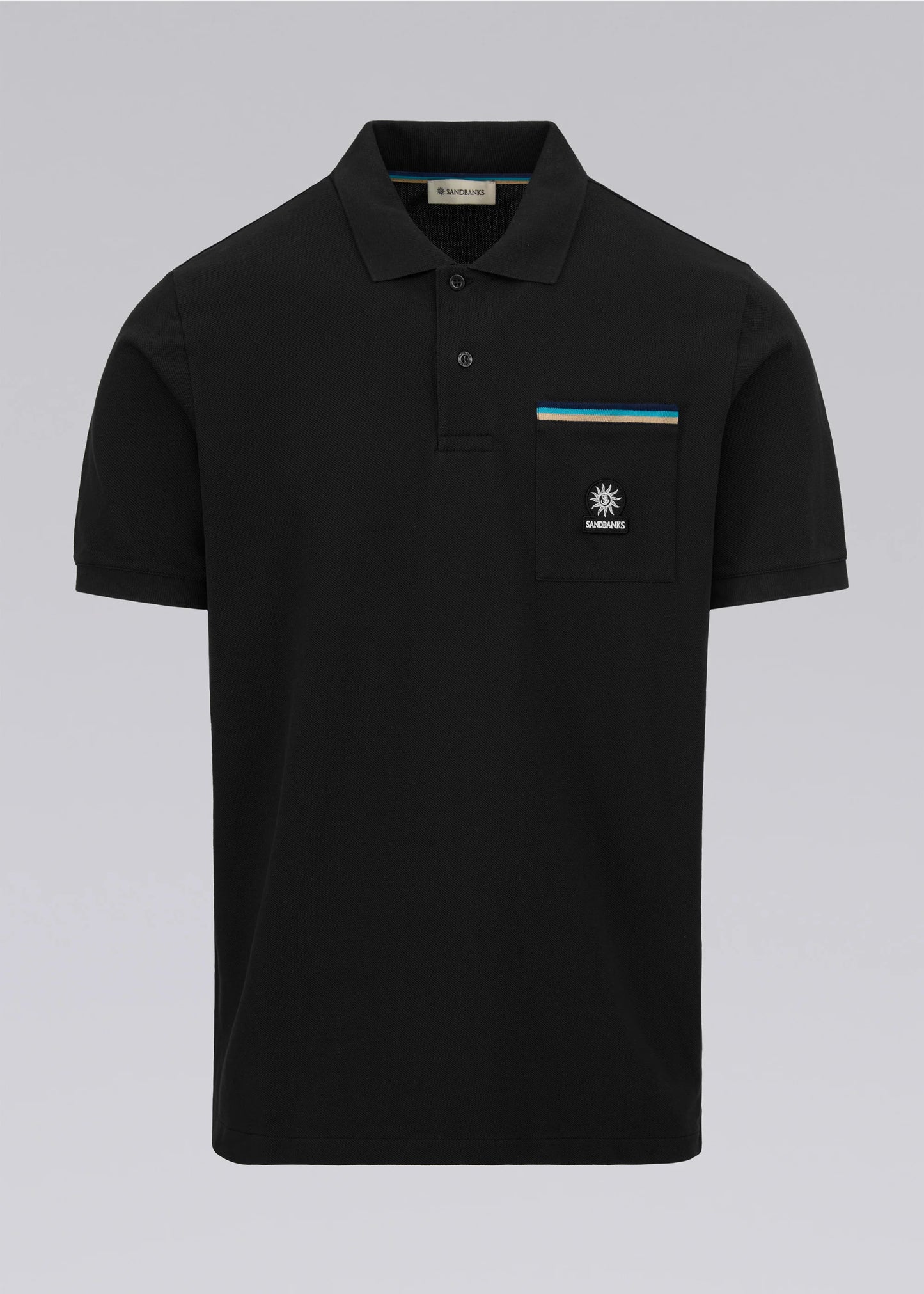 SANDBANKS TRI-COLOUR POCKET POLO SHIRT BLACK 4XL