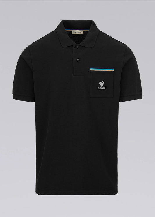 SANDBANKS TRI-COLOUR POCKET POLO SHIRT BLACK 4XL
