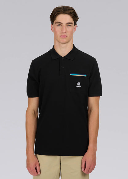 SANDBANKS TRI-COLOUR POCKET POLO SHIRT BLACK 4XL
