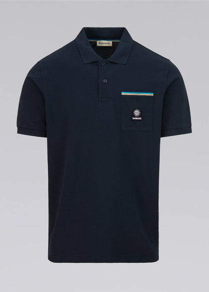 SANDBANKS TRI-COLOUR POCKET POLO SHIRT NAVY 4XL