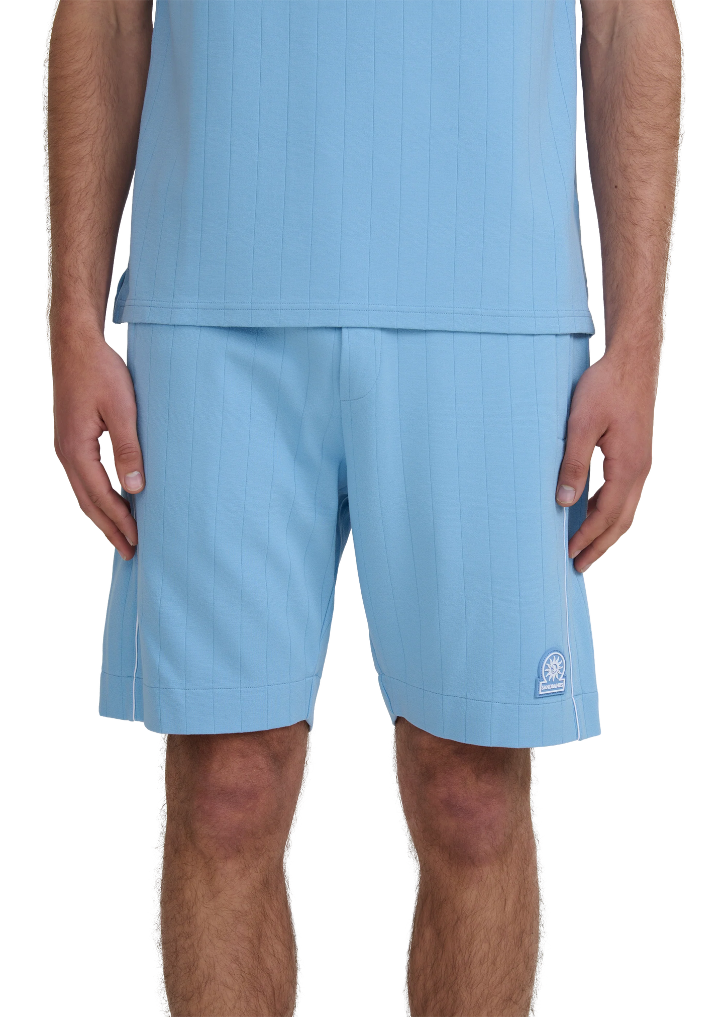 SANDBANKS PANEL PIPED VISCOSE BLEND SHORTS DUSTY BLUE SIZE 2XL RRP £125 BNWT