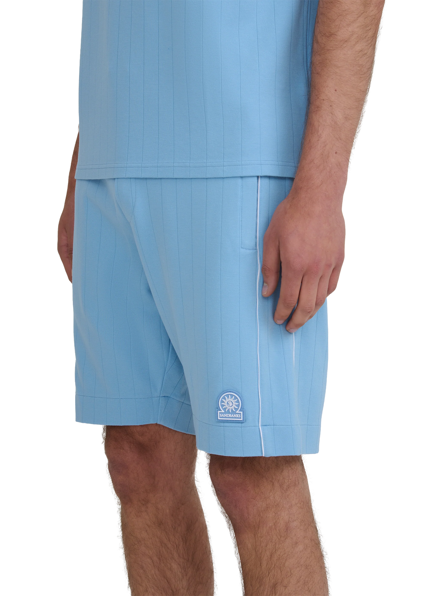 SANDBANKS PANEL PIPED VISCOSE BLEND SHORTS DUSTY BLUE SIZE 2XL RRP £125 BNWT
