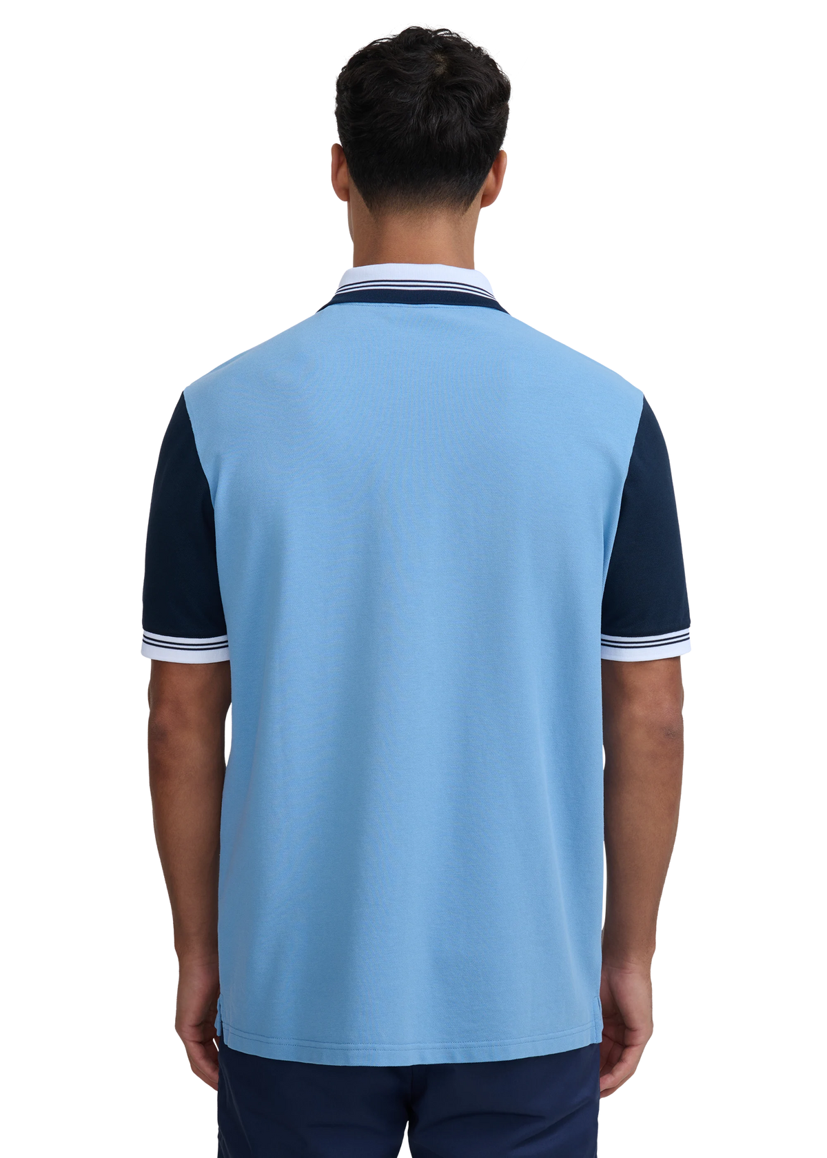 SANDBANKS CONTRAST SLEEVE & COLLAR ZIPPED POLO SHIRT DUSTY BLUE 2XL RRP £130 NEW
