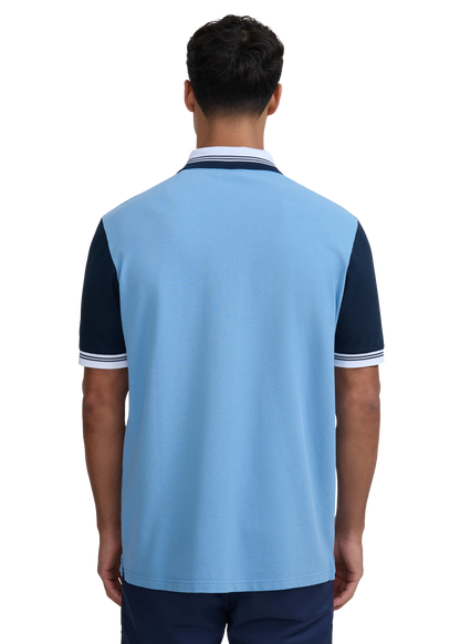 SANDBANKS CONTRAST SLEEVE & COLLAR ZIPPED POLO SHIRT DUSTY BLUE 2XL RRP £130 NEW