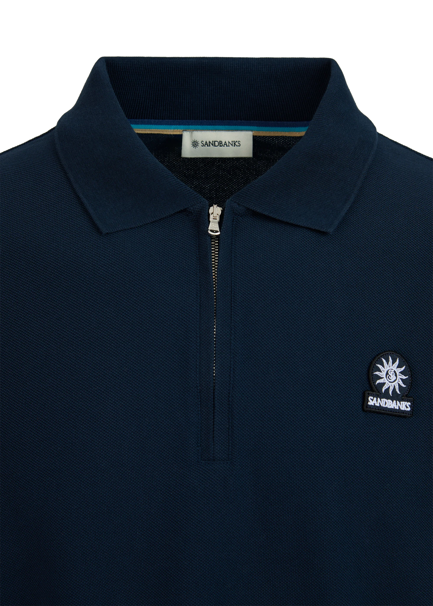 SANDBANKS HALF ZIP LONG SLEEVE PIQUE COTTON POLO SHIRT NAVY 3XL RRP £125 BNWT