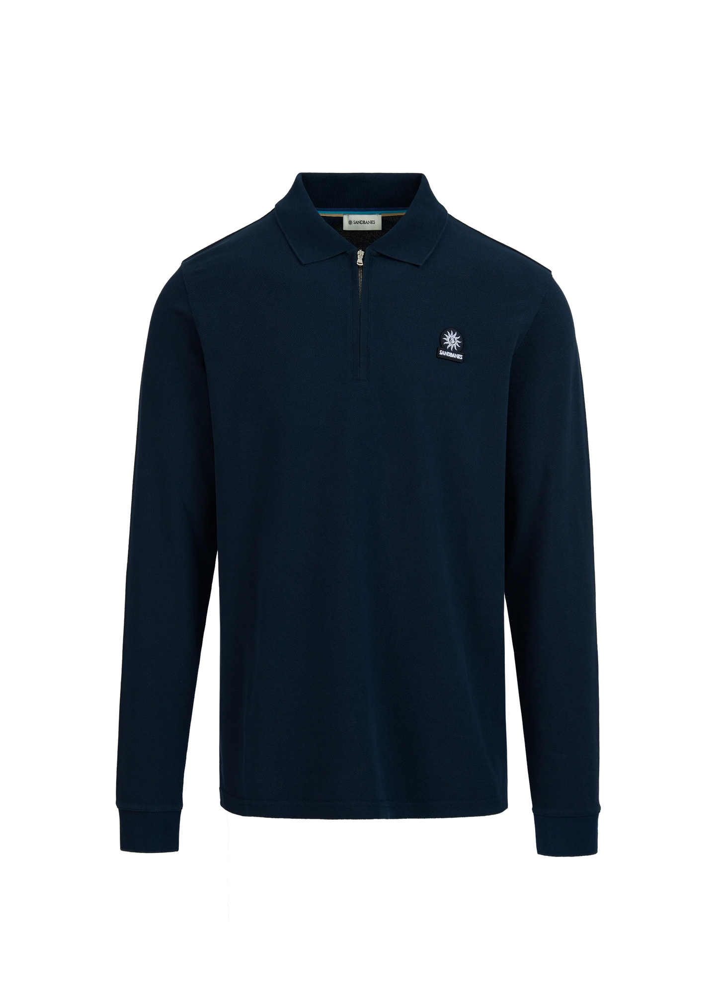 SANDBANKS HALF ZIP LONG SLEEVE PIQUE COTTON POLO SHIRT NAVY 3XL RRP £125 BNWT
