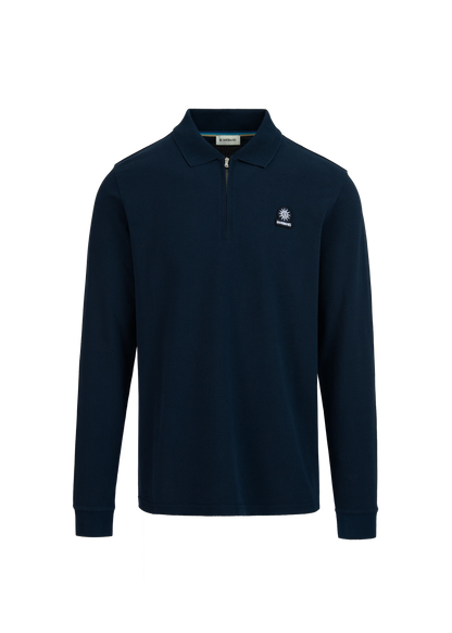 SANDBANKS HALF ZIP LONG SLEEVE PIQUE COTTON POLO SHIRT NAVY 3XL RRP £125 BNWT
