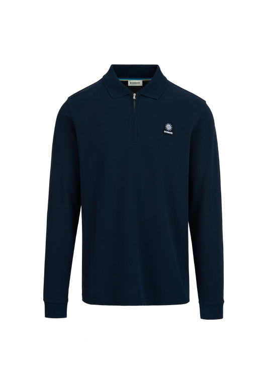SANDBANKS HALF ZIP LONG SLEEVE PIQUE COTTON POLO SHIRT NAVY 3XL RRP £125 BNWT
