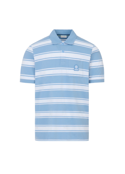 SANDBANKS STRIPE POCKET COTTON POLO SHIRT DUSTY BLUE  RRP £125 BNWT