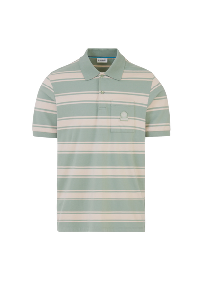 SANDBANKS STRIPE POCKET COTTON POLO SHIRT SAGE GREEN RRP £125 BNWT