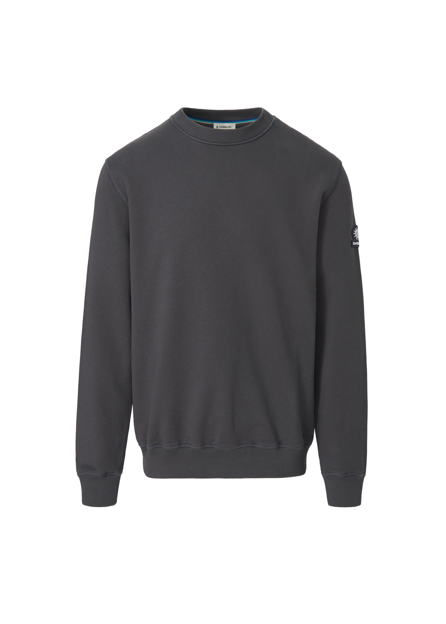 SANDBANKS BADGE LOGO COTTON FLEECE SWEATSHIRT ANTHRACITE GREY RRP £155 BNWT