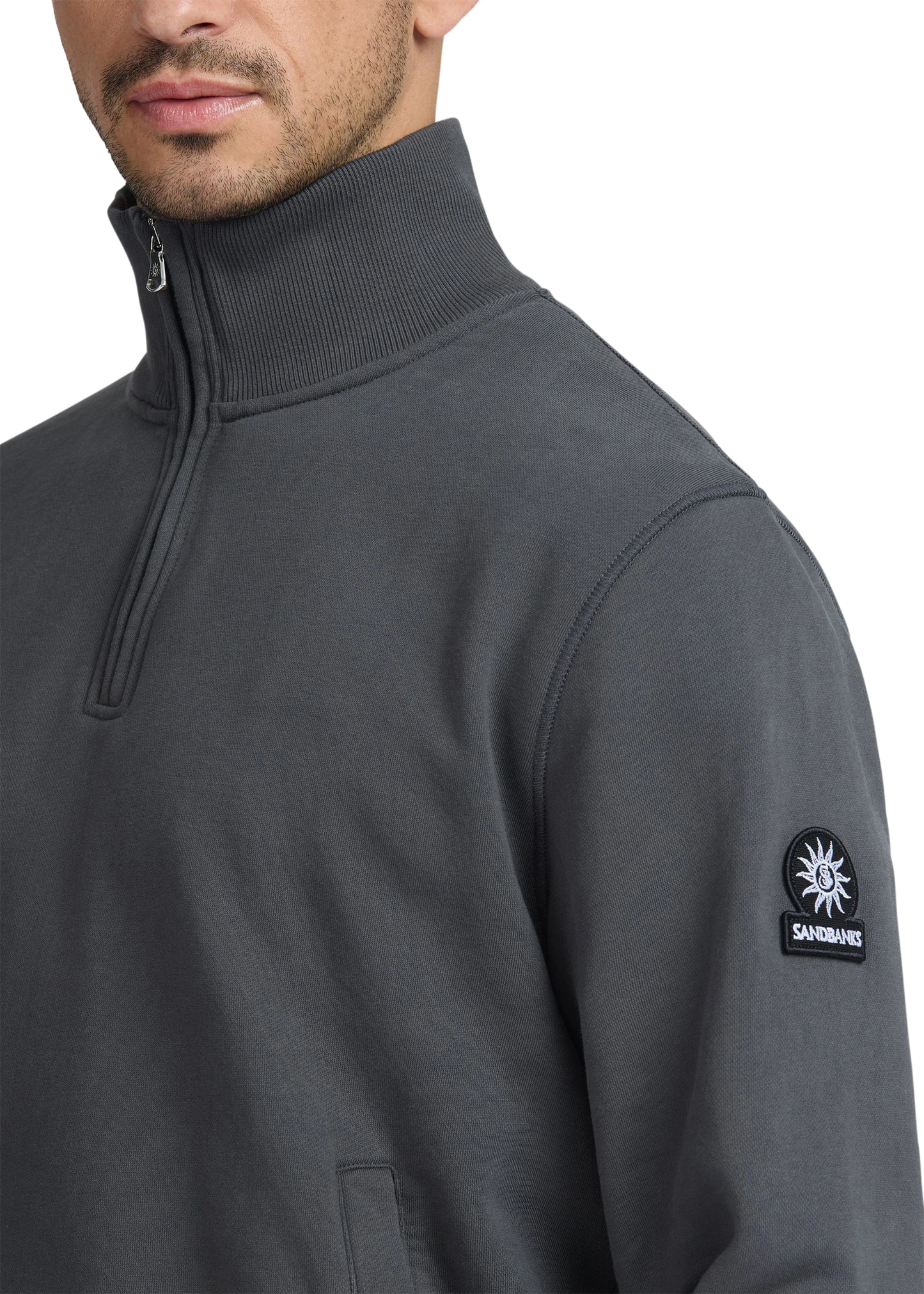 SANDBANKS QUARTER ZIP COTTON FLEECE SWEATSHIRT ANTHRACITE GREY 3XL RRP £175 BNWT