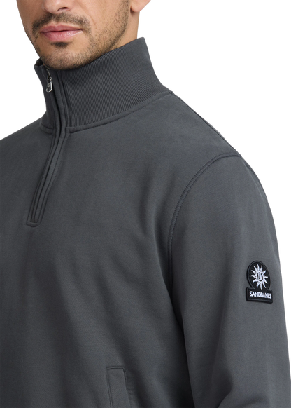 SANDBANKS QUARTER ZIP COTTON FLEECE SWEATSHIRT ANTHRACITE GREY 3XL RRP £175 BNWT