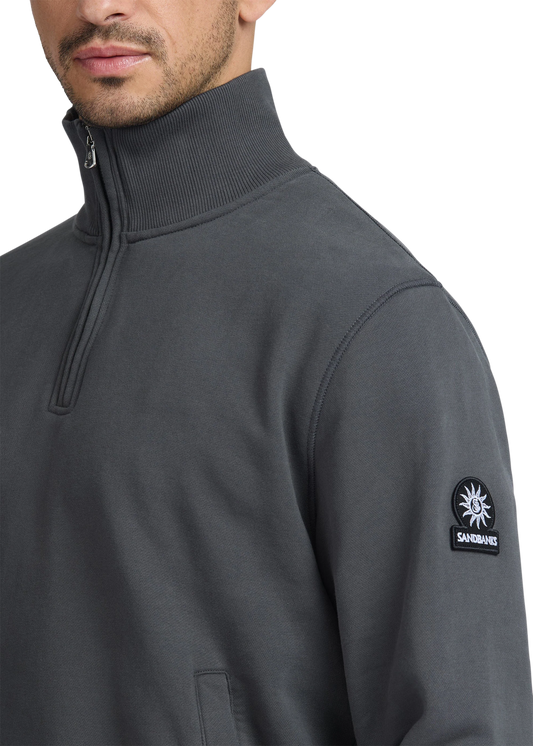 SANDBANKS QUARTER ZIP COTTON FLEECE SWEATSHIRT ANTHRACITE GREY 3XL RRP £175 BNWT