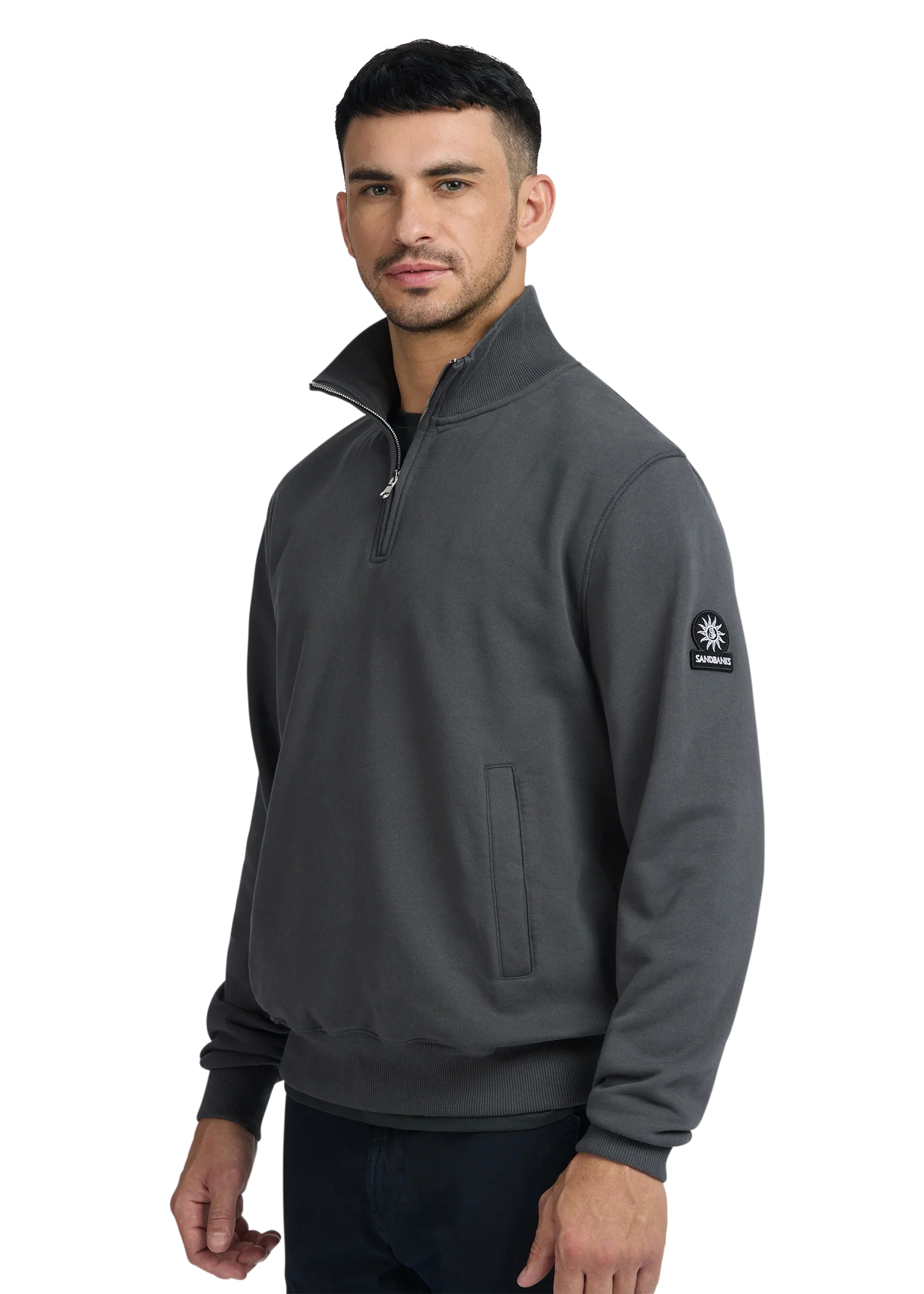 SANDBANKS QUARTER ZIP COTTON FLEECE SWEATSHIRT ANTHRACITE GREY 3XL RRP £175 BNWT