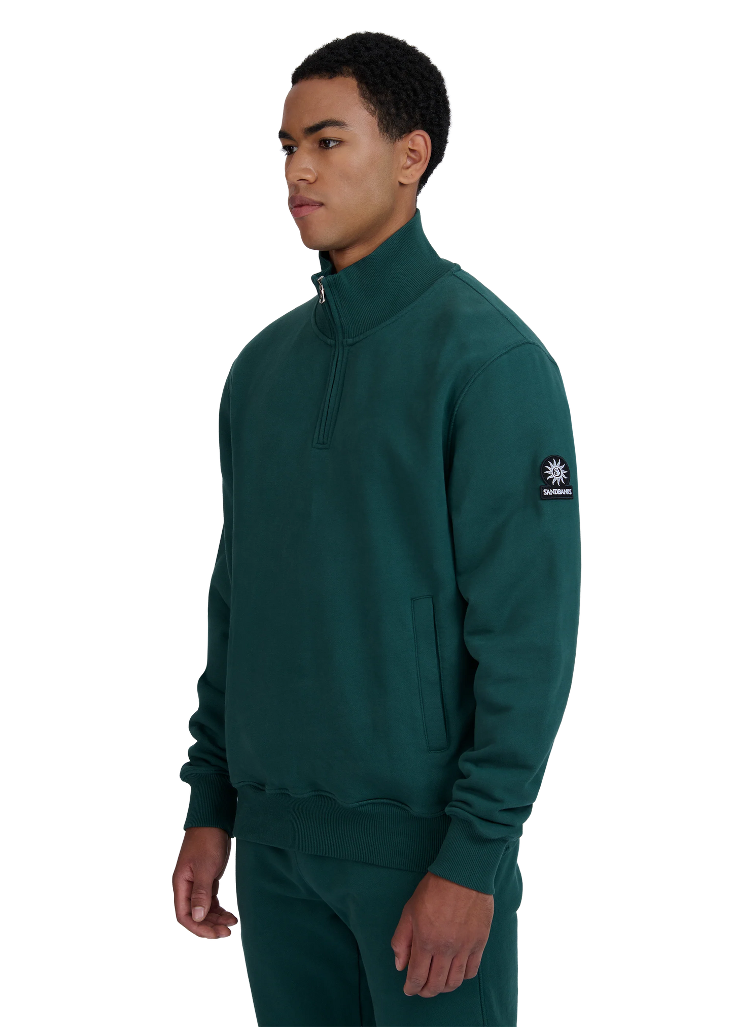 SANDBANKS QUARTER ZIP COTTON FLEECE SWEATSHIRT EMERALD GREEN 3XL RRP £175 BNWT