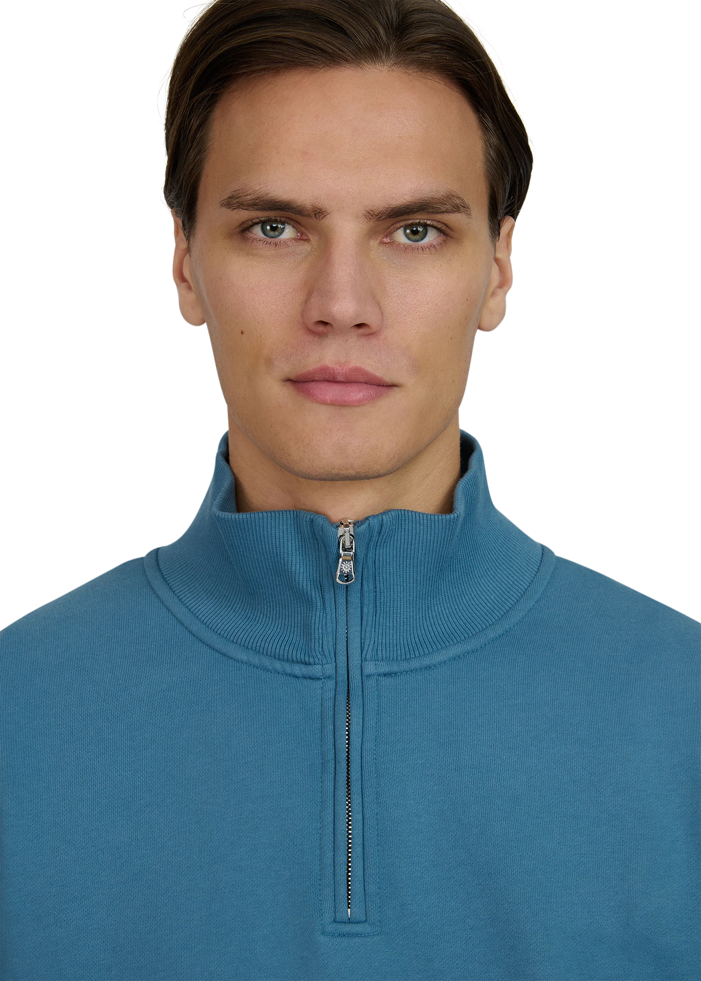 SANDBANKS QUARTER ZIP COTTON FLEECE SWEATSHIRT TEAL BLUE 2XL RRP £175 BNWT