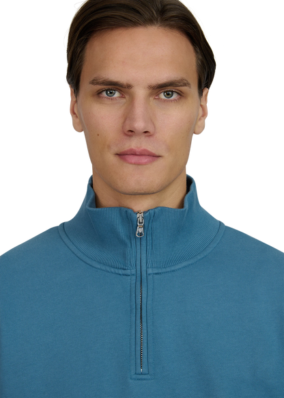 SANDBANKS QUARTER ZIP COTTON FLEECE SWEATSHIRT TEAL BLUE 2XL RRP £175 BNWT