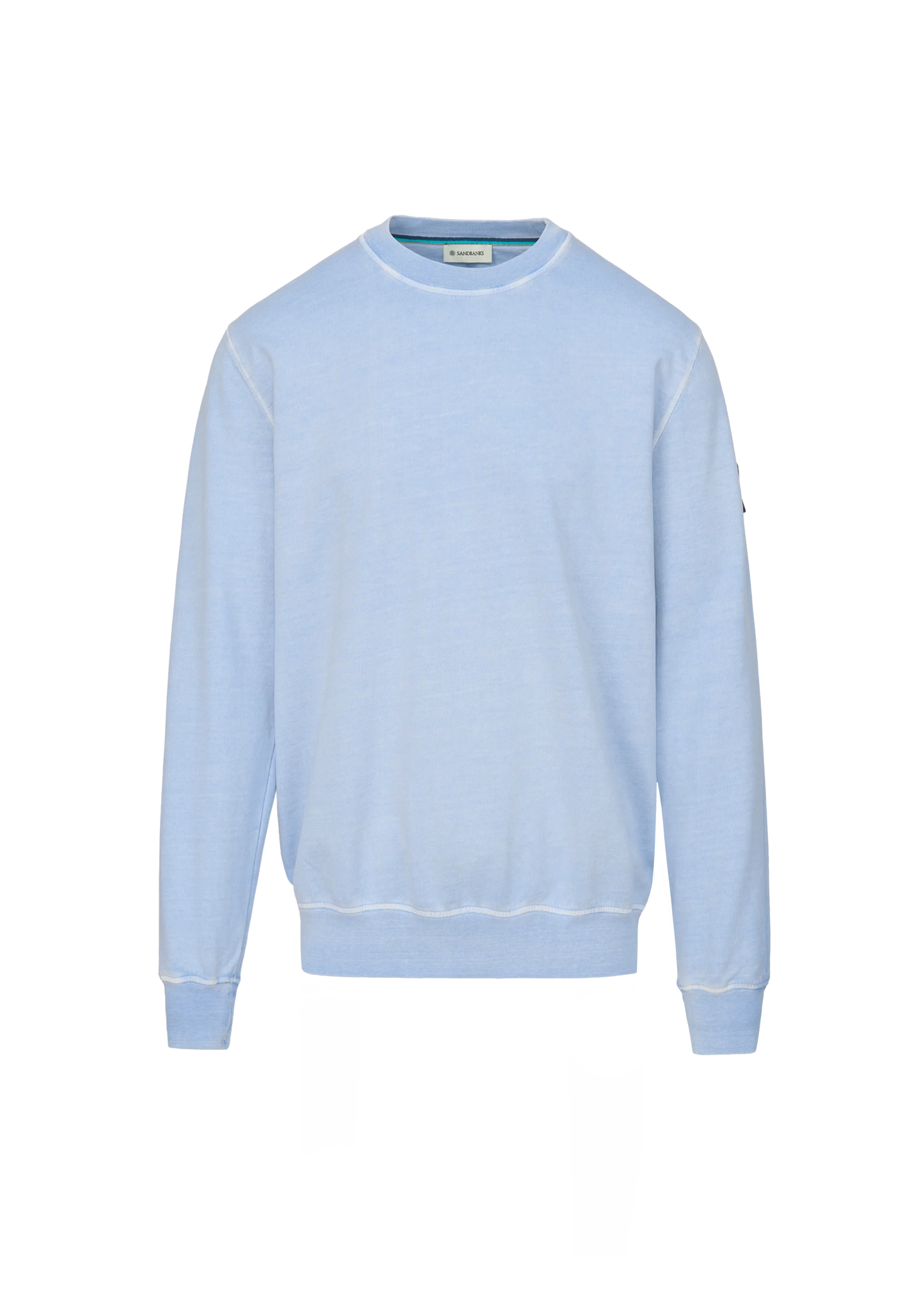 SANDBANKS BADGE LOGO MINERAL WASH COTTON SWEATSHIRT DUSTY BLUE 3XL RRP £160 BNWT