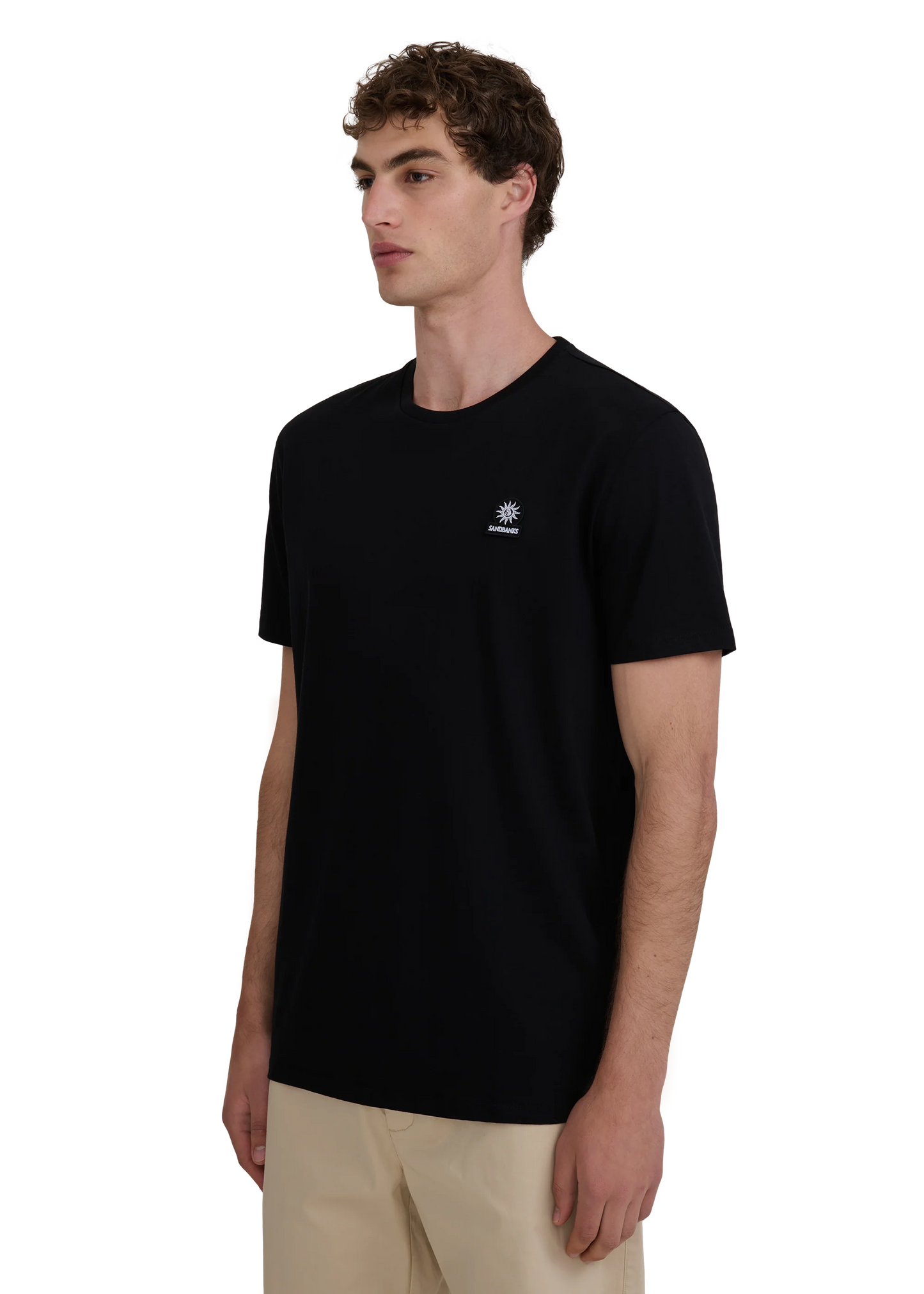SANDBANKS BADGE LOGO SLIM FIT T-SHIRT BLACK RRP £85 BNWT