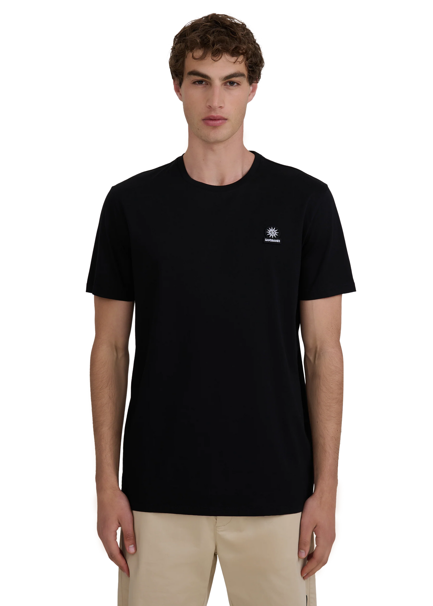 SANDBANKS BADGE LOGO SLIM FIT T-SHIRT BLACK RRP £85 BNWT
