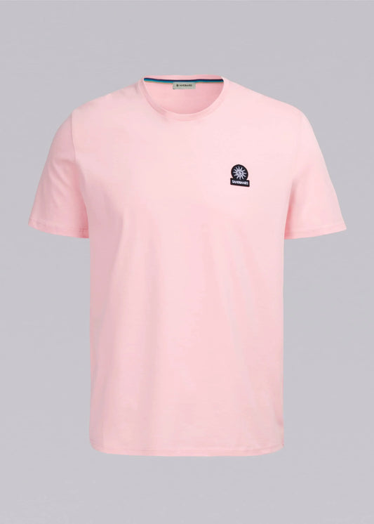 SANDBANKS BADGE LOGO COTTON T-SHIRT CRYSTAL ROSE PINK RRP £85 BNWT