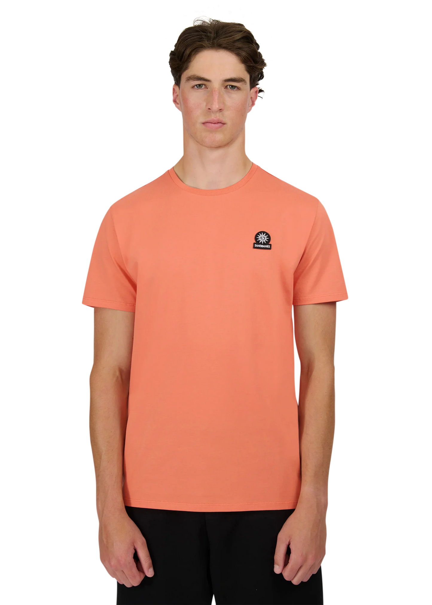 SANDBANKS BADGE LOGO COTTON T-SHIRT CORAL ORANGE 2XL RRP £85 BNWT