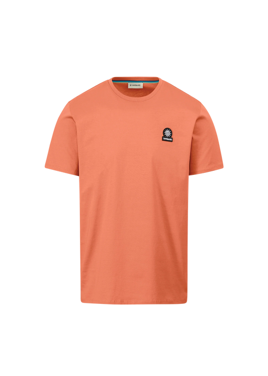 SANDBANKS BADGE LOGO COTTON T-SHIRT CORAL ORANGE RRP £85 BNWT