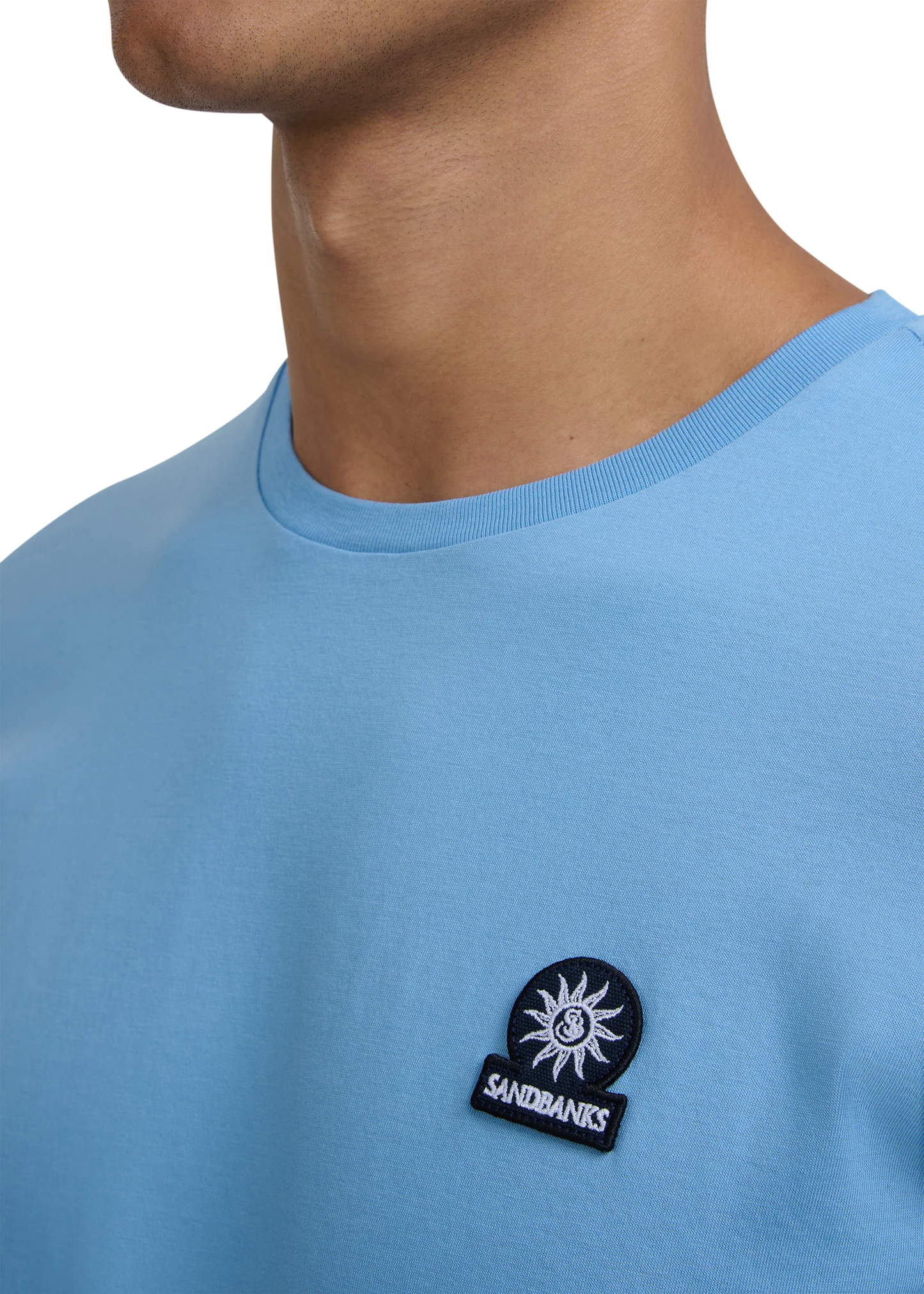 SANDBANKS BADGE LOGO SLIM FIT T-SHIRT DUSTY BLUE RRP £85 BNWT